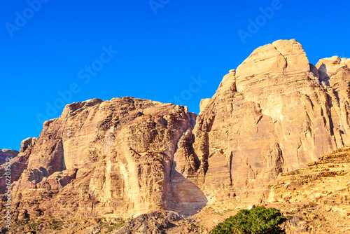 Scenic Jordanian rocky mountain in Wadi Rum, Jordan