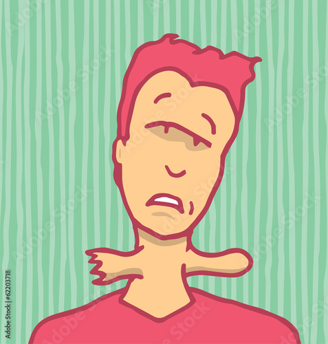 Man with fork through his throat