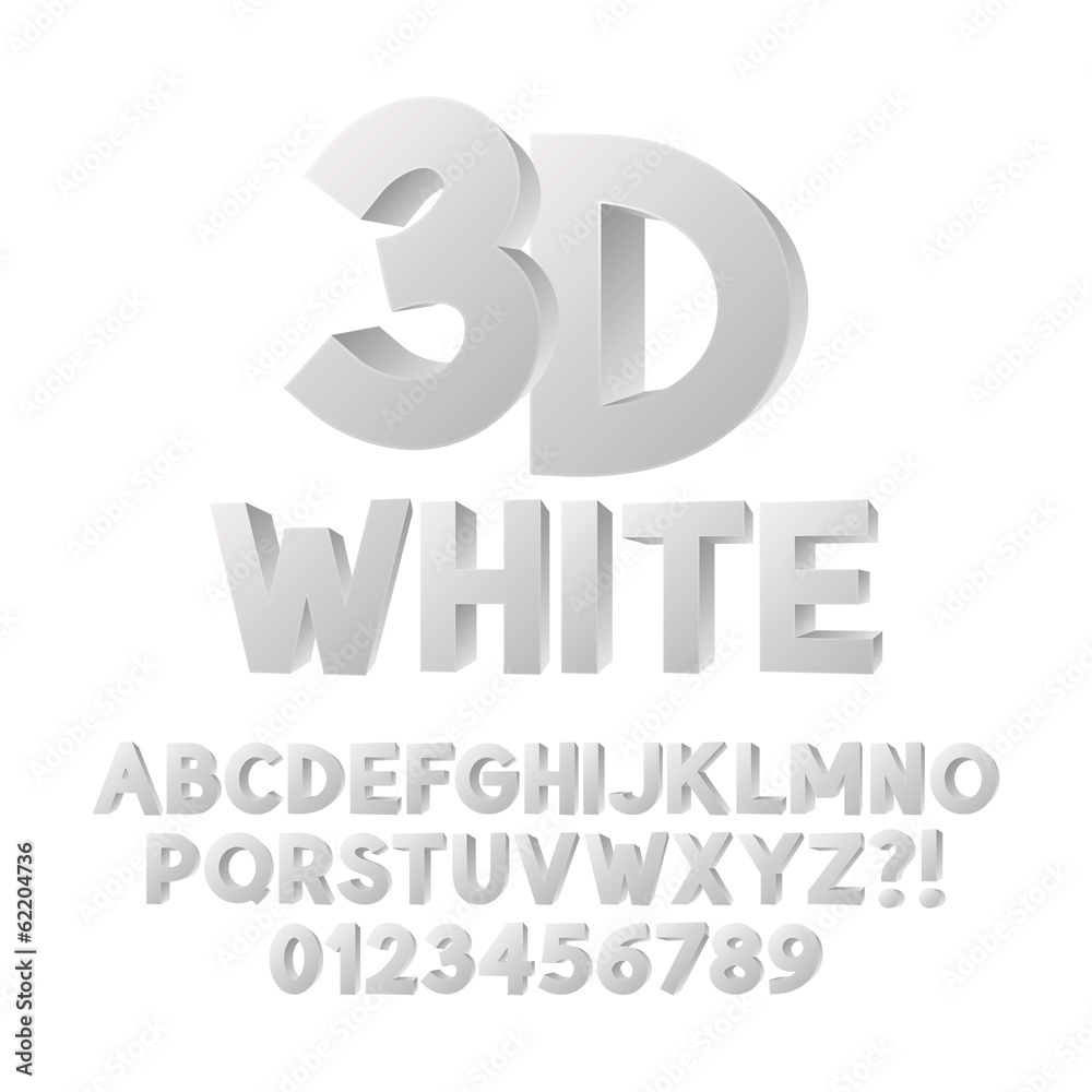 Abstract White 3D Plastic Alphabet and Numbers, Eps 10 Vector Abstract White 3D Plastic Alphabet and Numbers, Eps 10 Vector