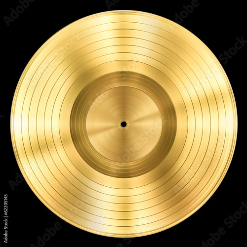 gold record music disc award isolated on black
