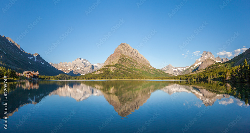 Swiftcurrent lake and Wilbur Mountain in Glacier national park
