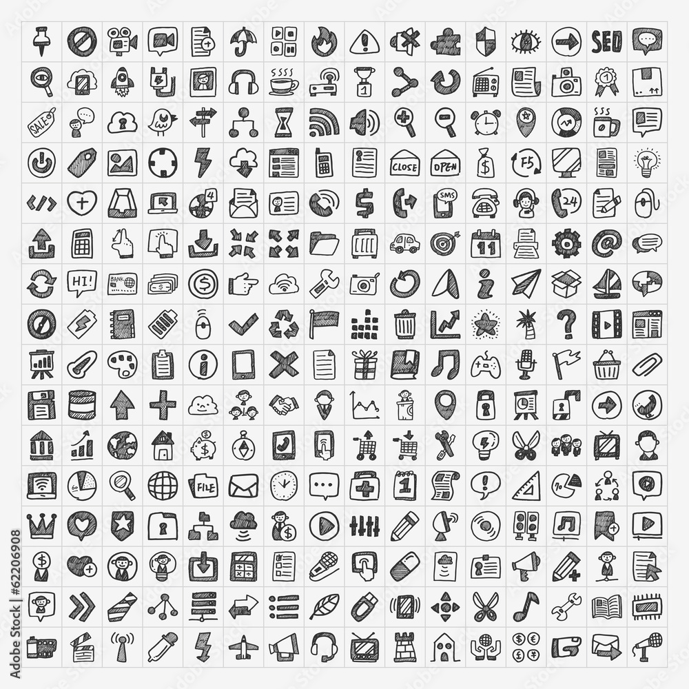 250 doodle web icons