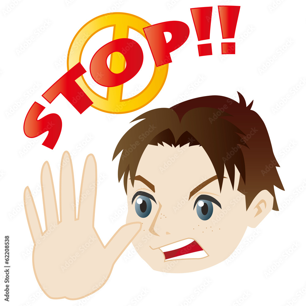 止める白人の青年