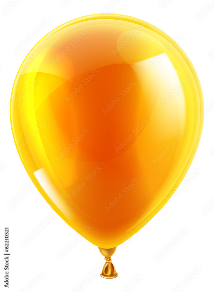 Orange birthday or party balloon - obrazy, fototapety, plakaty 