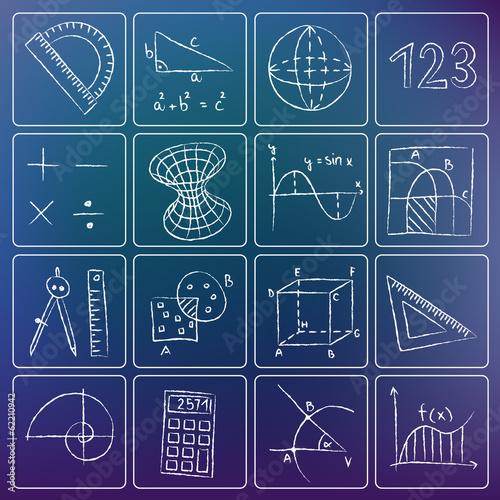 Mathematics chalky icons