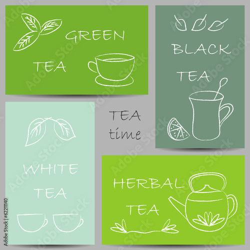 Tea chalky doodles on banners