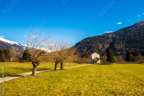 church in the meadows of Alps
