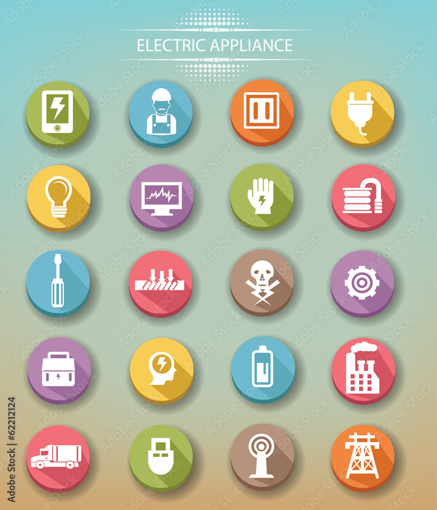 Electrical equipment icons,Colorful version