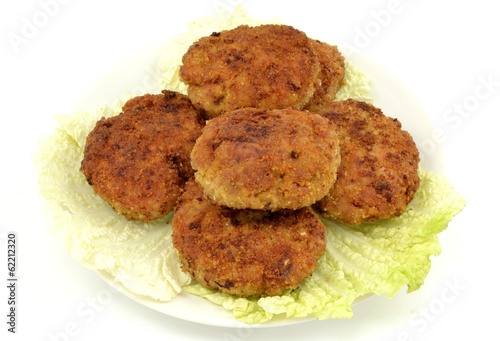 Cutlets of meat, rice and cabbage