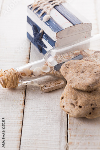 Summer concept on wooden background photo