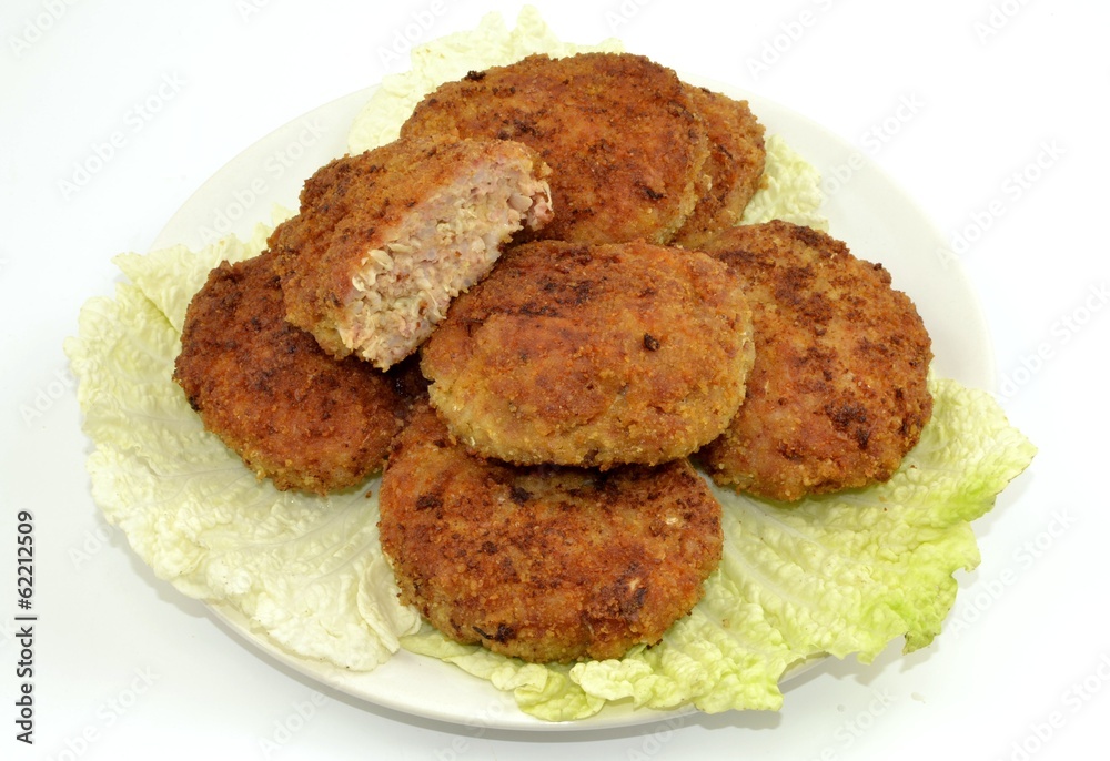 Cutlets of meat, rice and cabbage Cutlets of meat, rice and cabbage