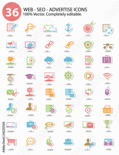 Seo - Advertise Icons,Colorful version,vector