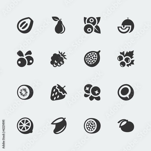 Vector fruits and berries mini icons set #2