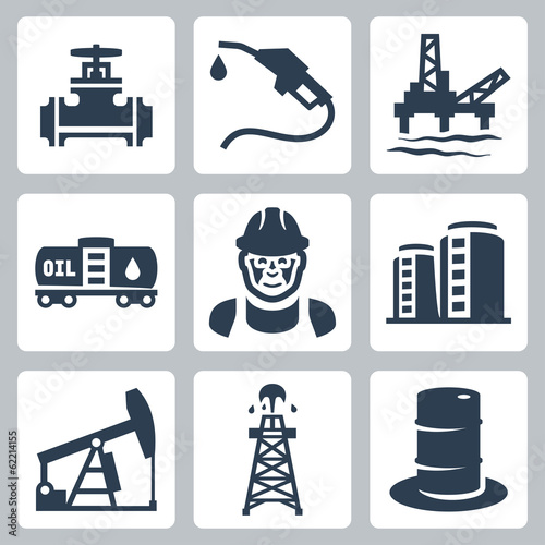 Vector oil industry icons set
