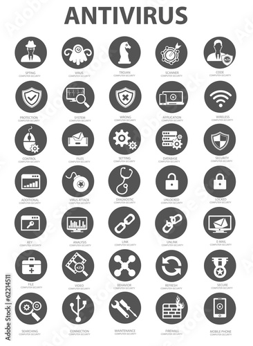 Virus Computer & Security Icons,Gray version