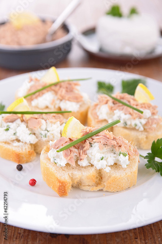 canapes with cheese and tuna