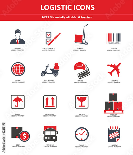 Logistics & transport icons,Red version,vector