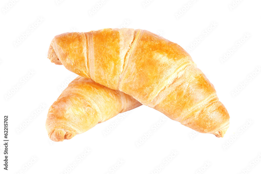 Two appetizing croissant on white background Two appetizing croissant on white background