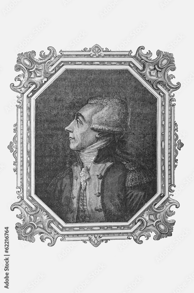 Lafayette, portrait du général, gravure vers 1890