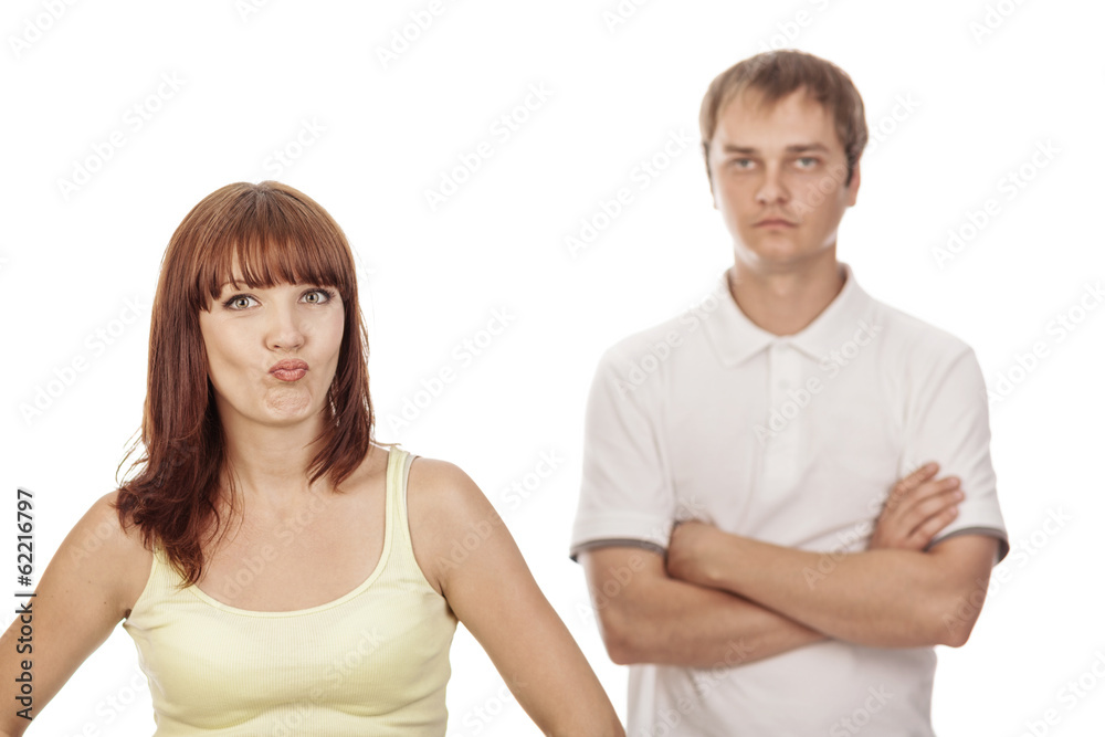 Close-up portrait of young couple,isolated on white background. Close-up portrait of young couple,isolated on white background.