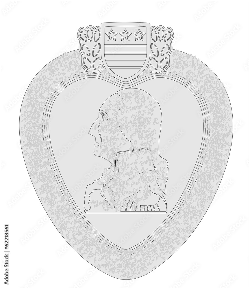 Purple Heart Medal Outline Stock Vector Adobe Stock
