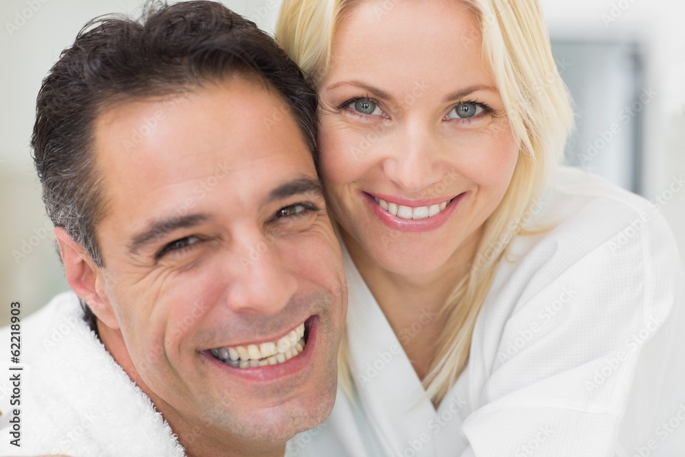 Closeup portrait of a cheerful woman and man Closeup portrait of a cheerful woman and man