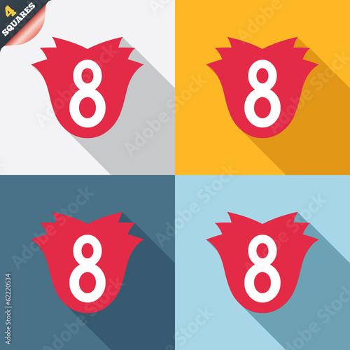 8 March Women's Day sign icon. Flower symbol.