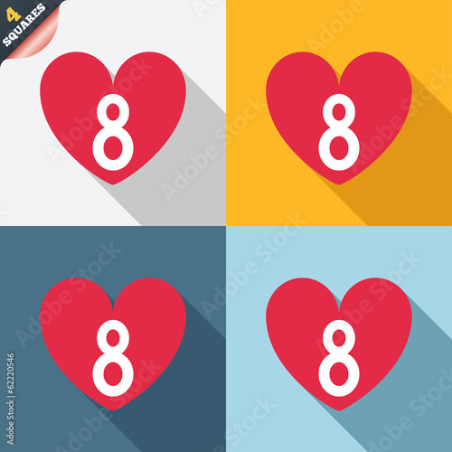 8 March Women's Day sign icon. Heart symbol.