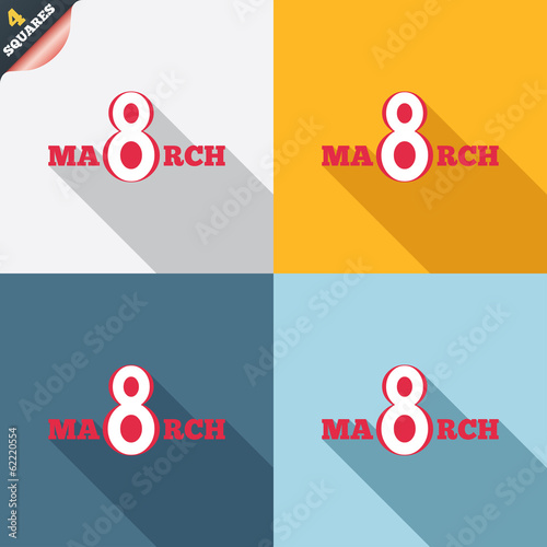 8 March Women's Day sign icon. Holiday symbol.