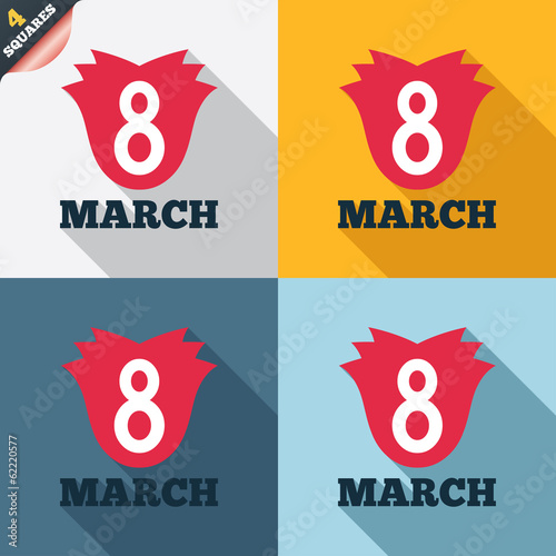 8 March Women's Day sign icon. Flower symbol.