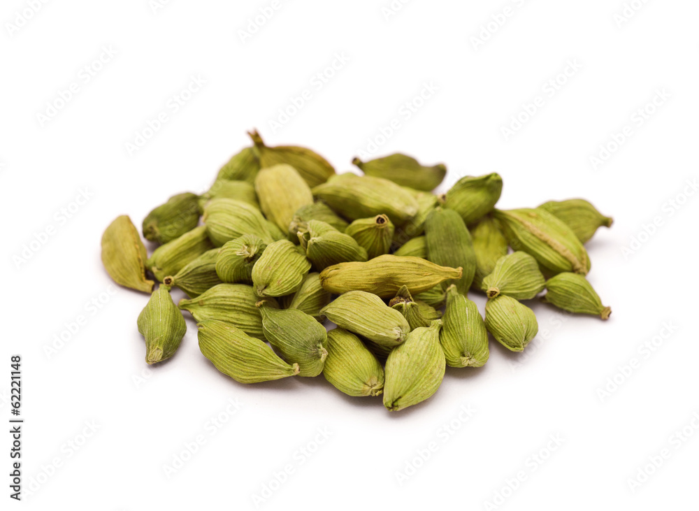 Heap of Cardamom Seeds isolated on white