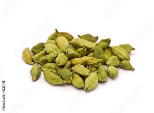 Heap of Cardamom Seeds isolated on white