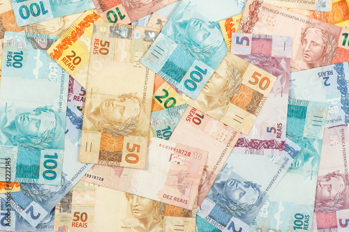 Brazilian money. A lot of new real notes.