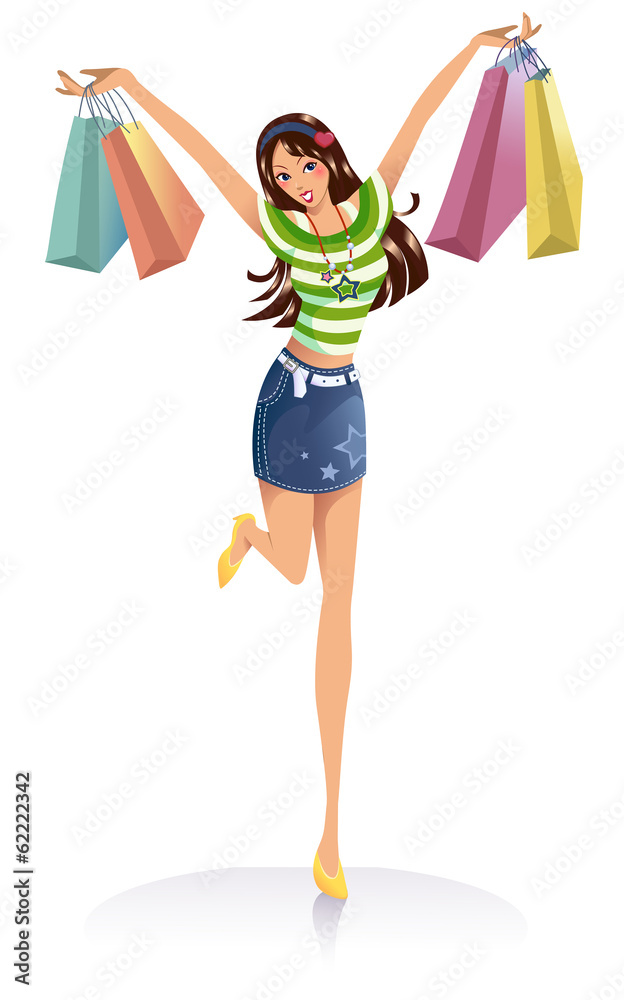 young fashion girl with shopping bags young fashion girl with shopping bags