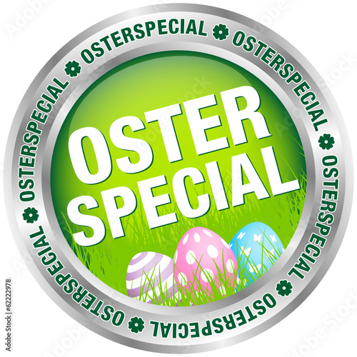 Button "Osterspecial" Ostereier grün/silber/pastell