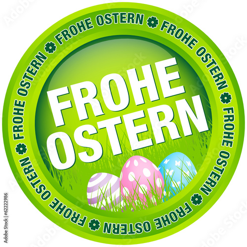 Button "Frohe Ostern" Ostereier grün/pastell