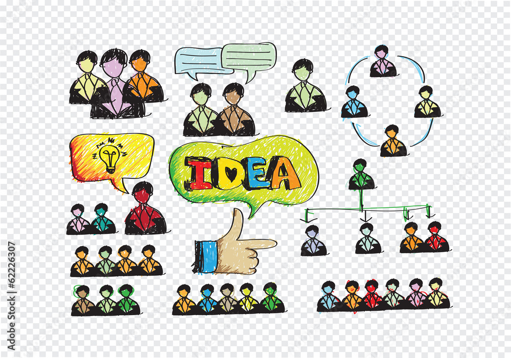 Hand doodle Business icon set idea design