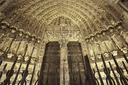 Night time view of Cathedral  Ntre Dame, france photo