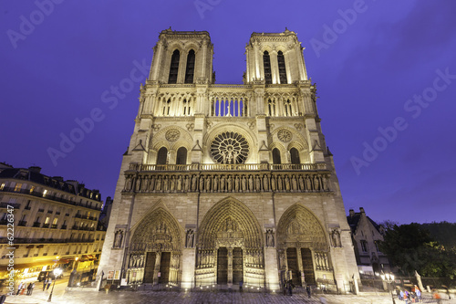 Night time view of Cathedral Ntre Dame, france