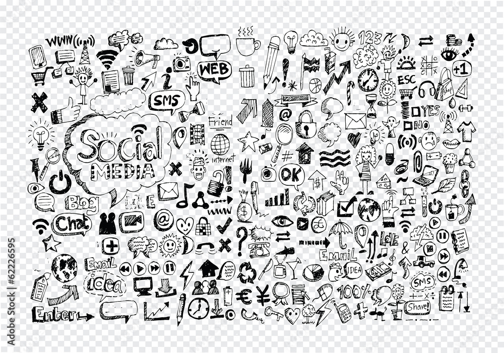 Hand doodle Business icon set idea design - obrazy, fototapety, plakaty 