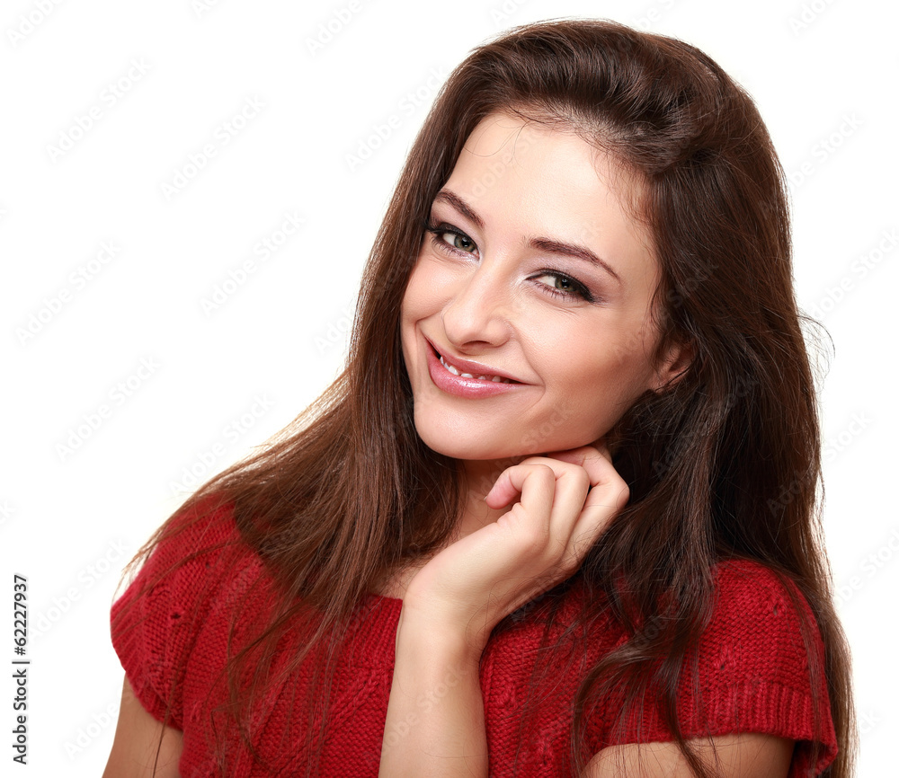 Happy smiling woman. Closeup isolated portrait Happy smiling woman. Closeup isolated portrait