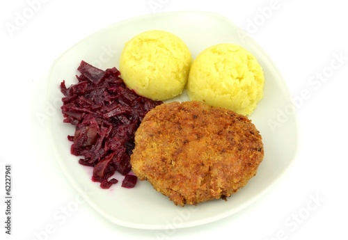 kotlet mielony z ziemnakami i kapustą photo