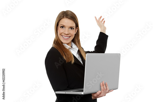 Geschäftsfrau mit Laptop Präsentation