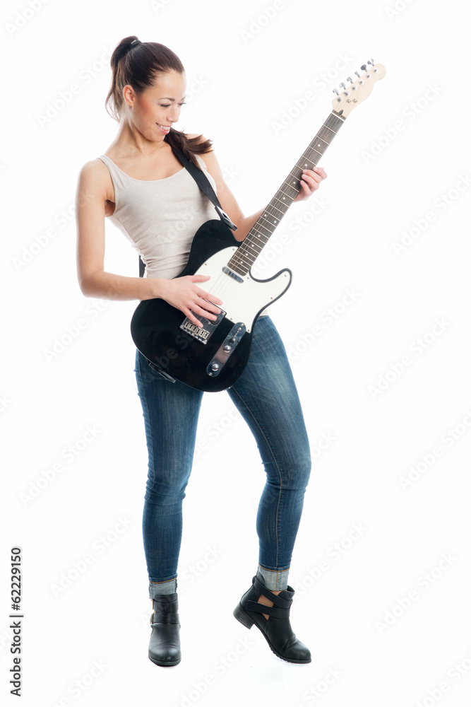 Frau mit E-Gitarre
