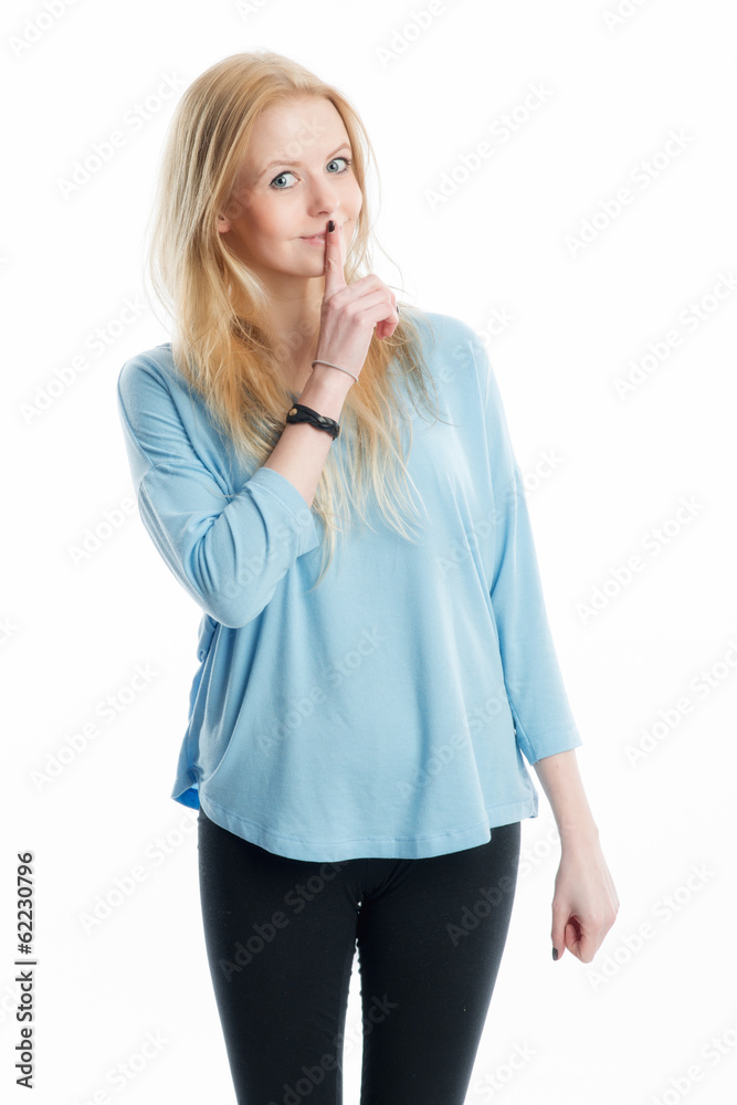 Mädchen zeigt psst Mädchen zeigt psst
