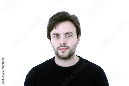 young casual man portrait in a white background