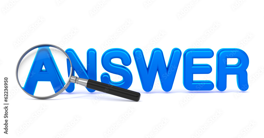 Answer Concept with Magnifying Glass. Answer Concept with Magnifying Glass.