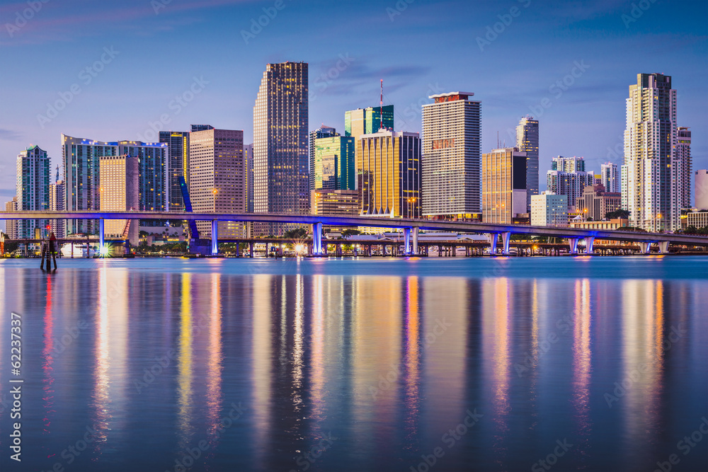 Naklejka premium Miami Skyline