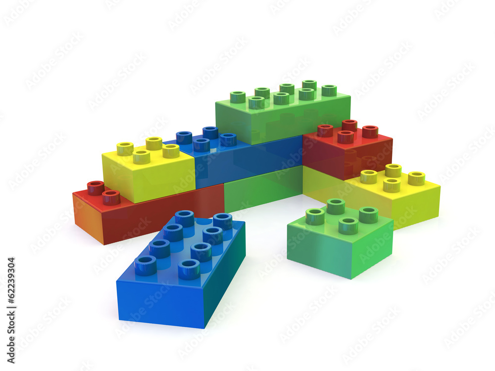 Naklejka premium Colorful building blocks isolated on white