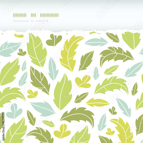 Vector leaves silhouettes horizontal torn seamless pattern